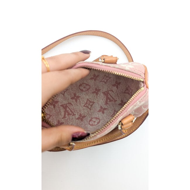 Handbag Louis Vuitton Nano Speedy Denim Pink 126045025