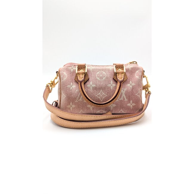 Handbag Louis Vuitton Nano Speedy Denim Pink 126045025