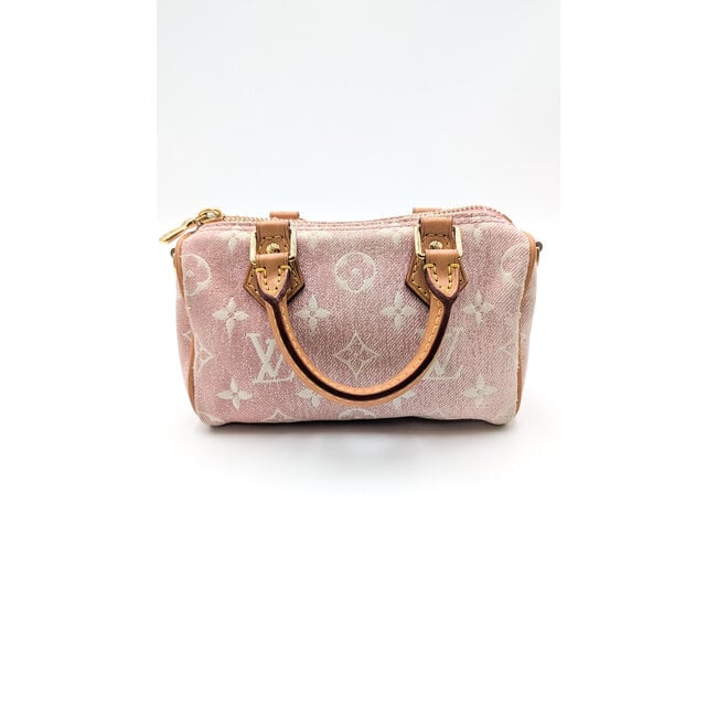 Handbag Louis Vuitton Nano Speedy Denim Pink 126045025