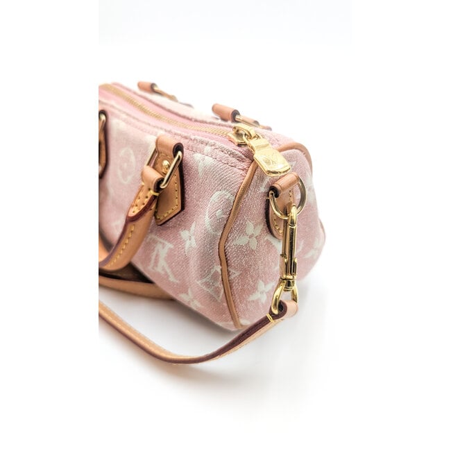 Handbag Louis Vuitton Nano Speedy Denim Pink 126045025