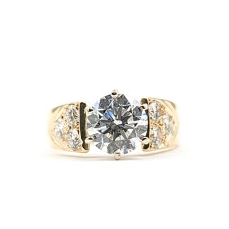 Ring Engagement Burnished 2.02ct Round Lab Grown Diamond IGI Report: 769662651 VS1 F 0.7ctw Diamonds 14ky 6mm Sz7 5.65g 126038025