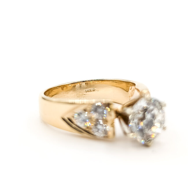 Ring Engagement Burnished 2.02ct Round Lab Grown Diamond IGI Report: 769662651 VS1 F 0.7ctw Diamonds 14ky 6mm Sz7 5.65g 126038025