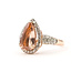 Ring Cocktail Halo 1.08ctw Round Diamonds 3.72ct Peachy Pink Morganite 14kr 20mm Sz7.5 5.7g 126040099