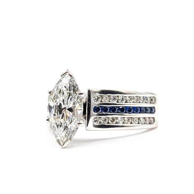 Ring Engagement 2.07ct Marquise Lab Grown Diamond IGI Report: 747568147 VVS2 E 0.6ctw Diamonds 14kw 7mm Sz7.75 12.1g 126038045