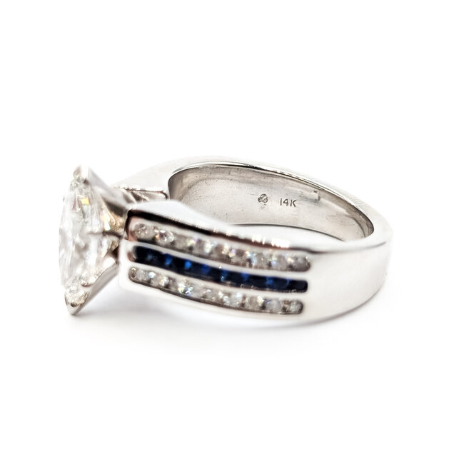 Ring Engagement 2.07ct Marquise Lab Grown Diamond IGI Report: 747568147 VVS2 E 0.6ctw Diamonds 14kw 7mm Sz7.75 12.1g 126038045