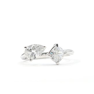 Ring Toi Et Moi 1.50ctw Pear & Cushion Lab Grown Diamonds 14kw 2.4mm Sz7 2.76g 126040037