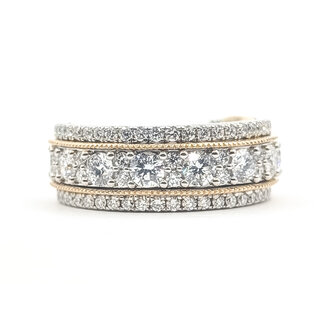 Ring 3-Row Milgrain 2.00ctw Round Lab Grown Diamonds 14k two-tone 8mm Sz6.75 10.36g 126040010