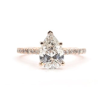 Ring Engagement Cathedral 1.55ct Pear Lab Grown Diamond IGI Report: 733530761 VVS2 F 0.33ctw Diamonds 14kr 2mm Sz6.5 2.85g 126038010