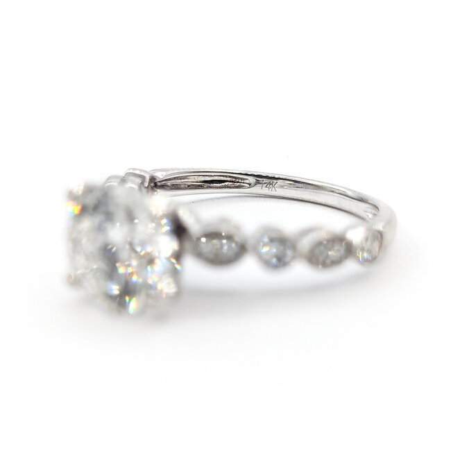 Ring Milgrain 2.05ct Round Lab Grown Diamond IGI Report: 763640836 VVS2 F Bezel Set .25ctw Round Diamonds 14kw 2.2mm 2.7g 2.7g 125060088