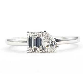 Ring Toi Et Moi 0.75ctw Emerald & Pear Lab Grown Diamonds 14kw 1.8mm Sz7 2.91g 126040035