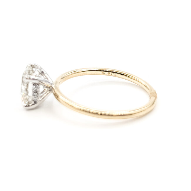 Ring Toi Et Moi 1.00ctw Emerald & Heart Lab Grown Diamonds 14ky 1.5mm Sz7 2.13g 126040043