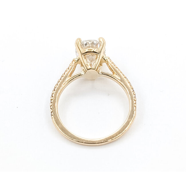 Ring Engagement Cathedral 1.54ct Oval Lab Grown Diamond IGI: LG757523546 0.2ctw Diamonds 14ky 1.8mm Sz4 1.7g 126038023