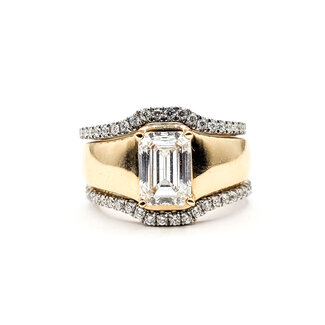 Ring Bridal Set Contour 2.00ct Emerald Lab Grown Diamond 2.50ctw Lab Grown Diamonds 14k two-tone 8mm Sz6.5 13.01g 126040012