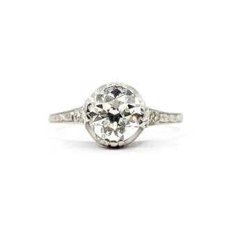 Ring Engagement Filigree 1.00ct Old European Diamond 900pt 1.5mm Sz5.5 2.8g 226040008