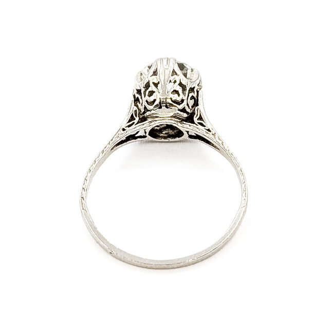 Ring Engagement Filigree 1.00ct Old European Diamond 900pt 1.5mm Sz5.5 2.8g 226040008