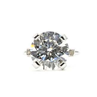 Ring 6.06ct Round Lab Grown Diamond IGI Report: 752548950 VVS2 E  .13ctw Baguette Diamonds  950pt sz6 124010178