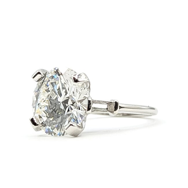 Ring 6.06ct Round Lab Grown Diamond IGI Report: 752548950 VVS2 E  .13ctw Baguette Diamonds  950pt sz6 124010178