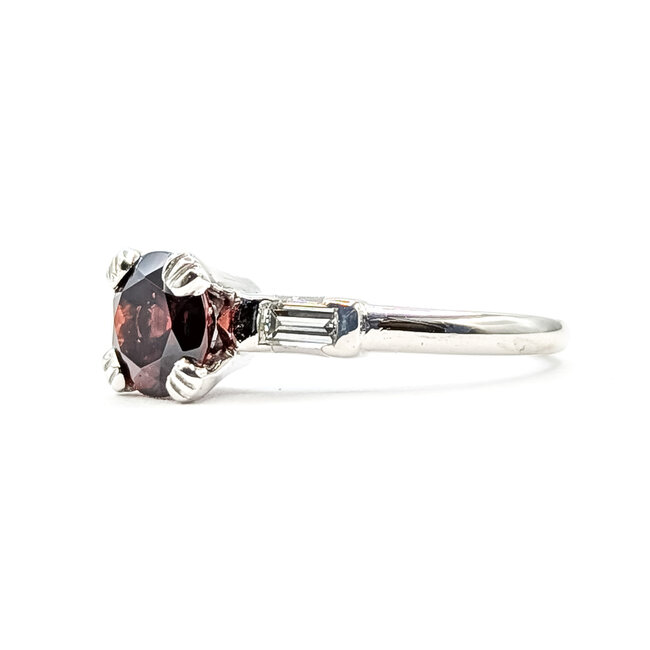 Ring Vintage .20ctw Near Colorless Diamonds 1.68ct Garnet Platinum 2.3mm Sz7.25 5.1g 125120099