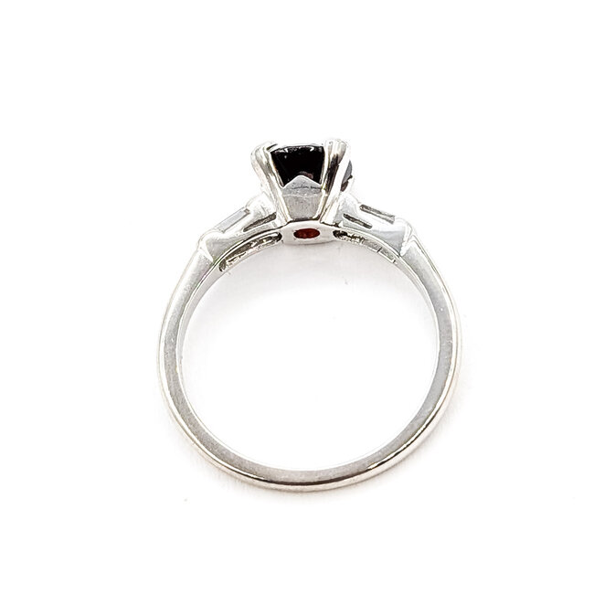 Ring Vintage .20ctw Near Colorless Diamonds 1.68ct Garnet Platinum 2.3mm Sz7.25 5.1g 125120099