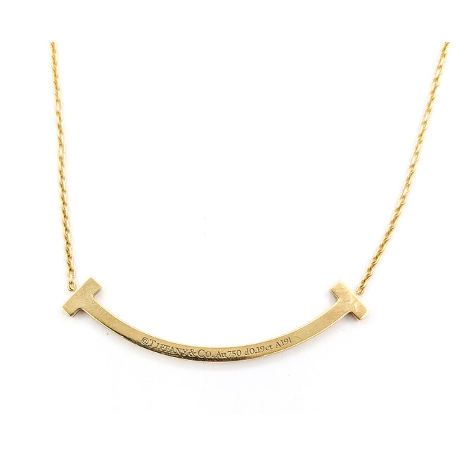 Necklace Tiffany T .19ctw Round Diamonds 18ky .8mm 16-18" 5.68g 126040100
