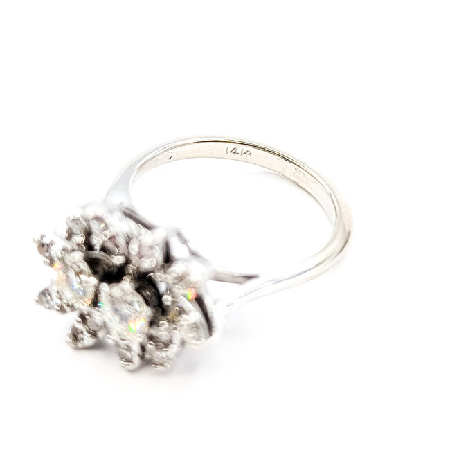 Ring Cluster 1.17ctw Round Diamonds 14kw 2mm Sz6.75 4.72g 226040009