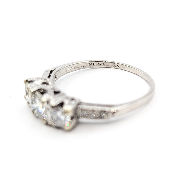 Ring 3-Stone Milgrain .82ctw Round Diamonds 900pt 1.25mm Sz6.75 226040010