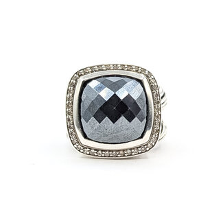 Ring David Yurman Albion Collection Cable .28ctw Round Diamonds 15x15mm Black Onyx 925 19x19mm Sz6 17.61g 226040002