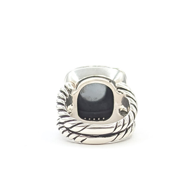 Ring David Yurman Albion Collection Cable .28ctw Round Diamonds 15x15mm Black Onyx 925 19x19mm Sz6 17.61g 226040002