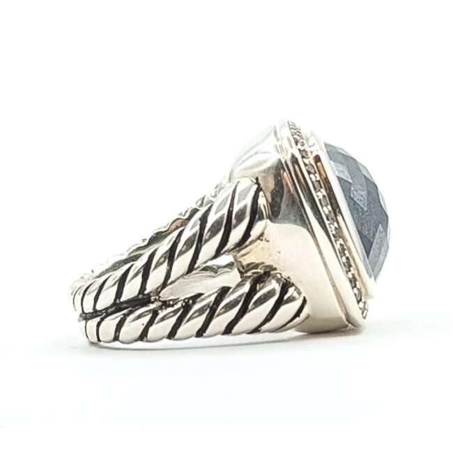 Ring David Yurman Albion Collection Cable .28ctw Round Diamonds 15x15mm Black Onyx 925 19x19mm Sz6 17.61g 226040002