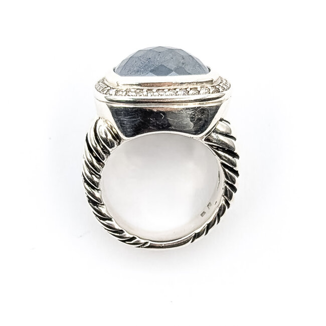 Ring David Yurman Albion Collection Cable .28ctw Round Diamonds 15x15mm Black Onyx 925 19x19mm Sz6 17.61g 226040002