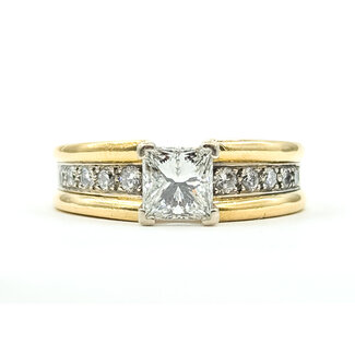 Ring Engagement 1.01ct Princess Diamond .18ctw Diamonds 18ky 6.65mm Sz7.75 14.43g 226040007