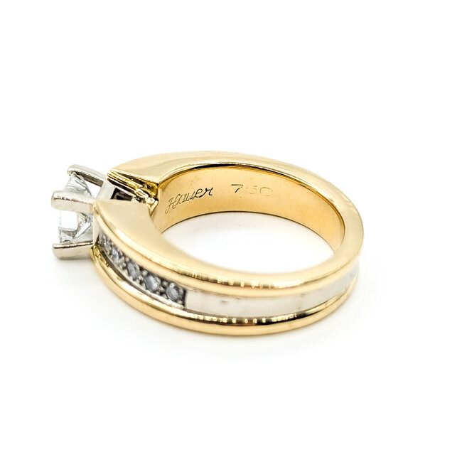 Ring Engagement 1.01ct Princess Diamond .18ctw Diamonds 18ky 6.65mm Sz7.75 14.43g 226040007