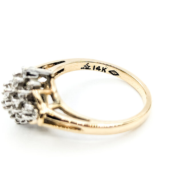 Ring Cluster .33ctw Round Diamonds 14ky 2mm Sz6.5 4.16g 226030061
