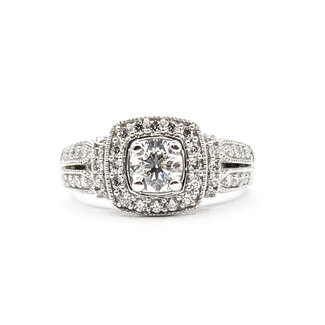 Ring Engagement Milgrain Halo .75ctw Round Diamonds 14kw 4mm Sz5 4.07g 126030086