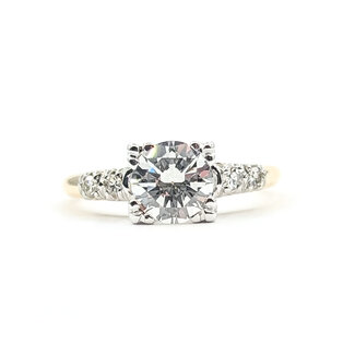 Ring Engagement 1.00ct Old Euro Diamond .08ctw Near Colorless Diamonds 14ktt 2mm Sz7 2.39g 226030058