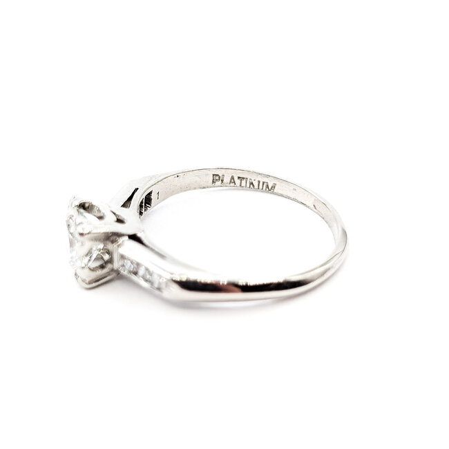Ring Engagement .60ct Round Diamond .09ctw Near Colorless Diamonds Platinum 2mm Sz5.5 3.4g 226030059
