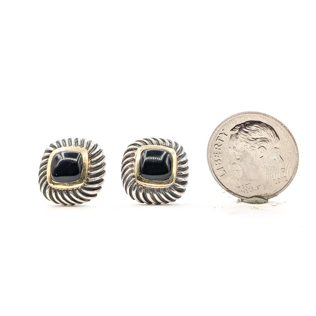 Earrings David Yurman Cable Stud 6x6mm Black Onyx 925 13.5mm 8.8g 226040005