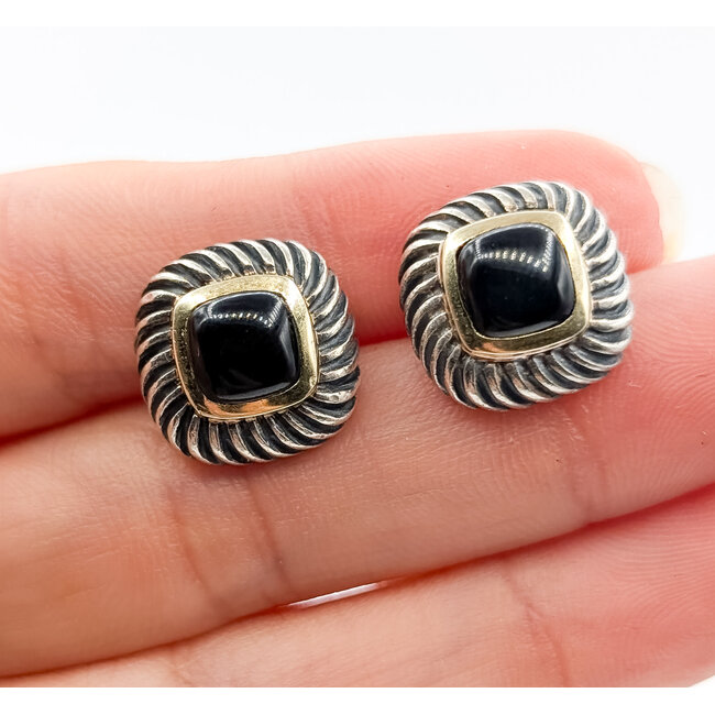 Earrings David Yurman Cable Stud 6x6mm Black Onyx 925 13.5mm 8.8g 226040005