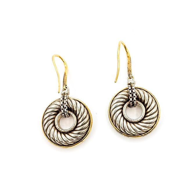 Earrings David Yurman Cable Circle Drop 18ky/925 1.5x.75" 10.3g 226042003