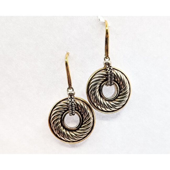 Earrings David Yurman Cable Circle Drop 18ky/925 1.5x.75" 10.3g 226042003