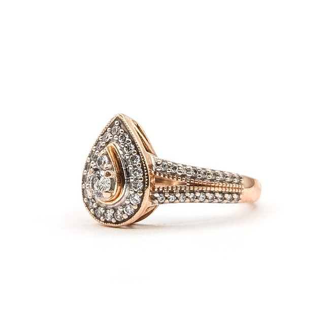 Ring Bridal Milgrain Halo .20ctw Round Diamonds 10kr 11mm Sz4.5 2.67g 126030088