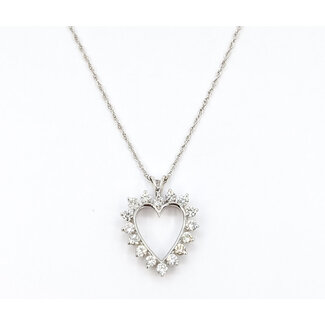 Pendant Heart W/Chain .75ctw Round Diamonds 14kw .9x.6" 15" 3.48g 226040011