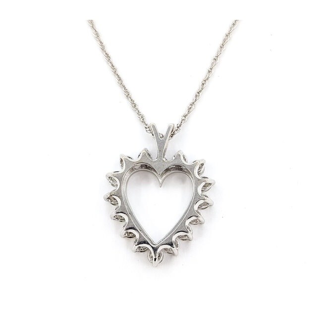 Pendant Heart W/Chain .75ctw Round Diamonds 14kw .9x.6" 15" 3.48g 226040011