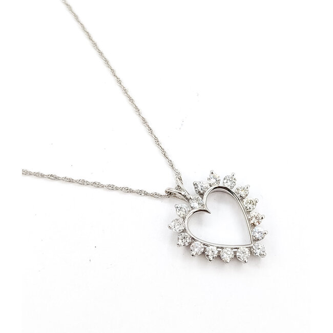 Pendant Heart W/Chain .75ctw Round Diamonds 14kw .9x.6" 15" 3.48g 226040011