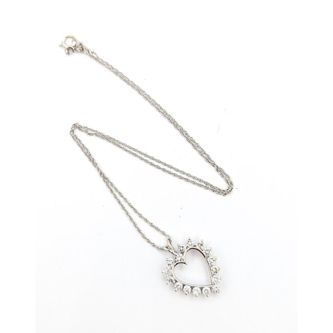 Pendant Heart W/Chain .75ctw Round Diamonds 14kw .9x.6" 15" 3.48g 226040011