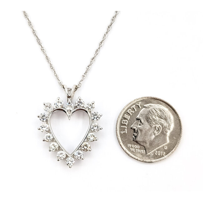 Pendant Heart W/Chain .75ctw Round Diamonds 14kw .9x.6" 15" 3.48g 226040011