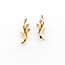 Earrings Stud Cresent Moon .02ctw Round Diamonds 14ky .6x.25" 1.43g 126030036