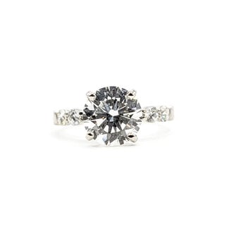 Ring Engagement 2.5ct Round Lab Grown Diamond IGI Report: 758540207 VVS2 F 0.5ctw Diamonds Platinum 2.5mm Sz6 3.9g 126038013