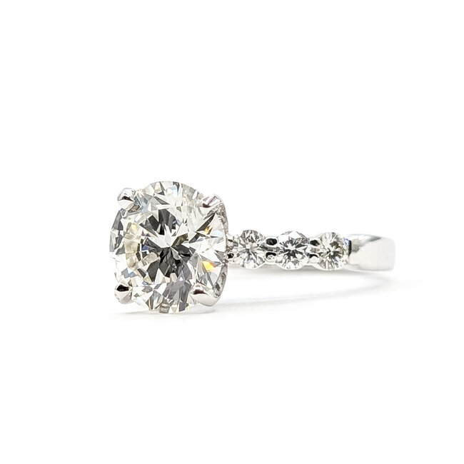 Ring Engagement 2.5ct Round Lab Grown Diamond IGI Report: 758540207 VVS2 F 0.5ctw Diamonds Platinum 2.5mm Sz6 3.9g 126038013