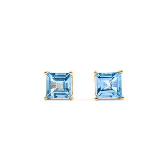 Earrings Stud 2.8ctw Swiss Blue Topaz 14ky 6x6mm 1.85g 226050005